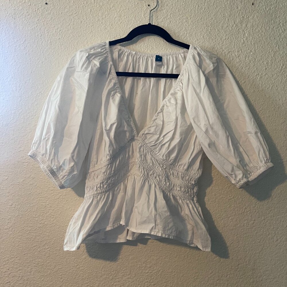Old navy White Cottagecore Blouse Puff Sleeve